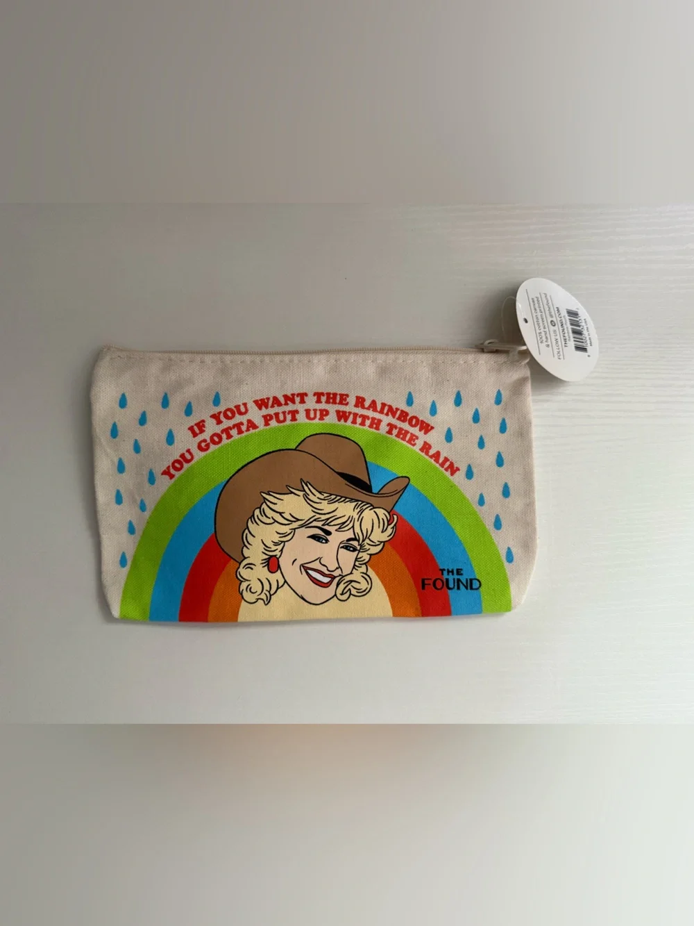 Retro Rainbow Cowgirl Canvas Zip Pouch